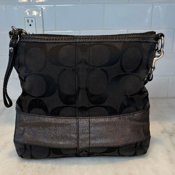 Coach Crossbody Bag Purse Handbag Signature Lurex Stripe File Swing Pack Bag - Picture 2 of 16